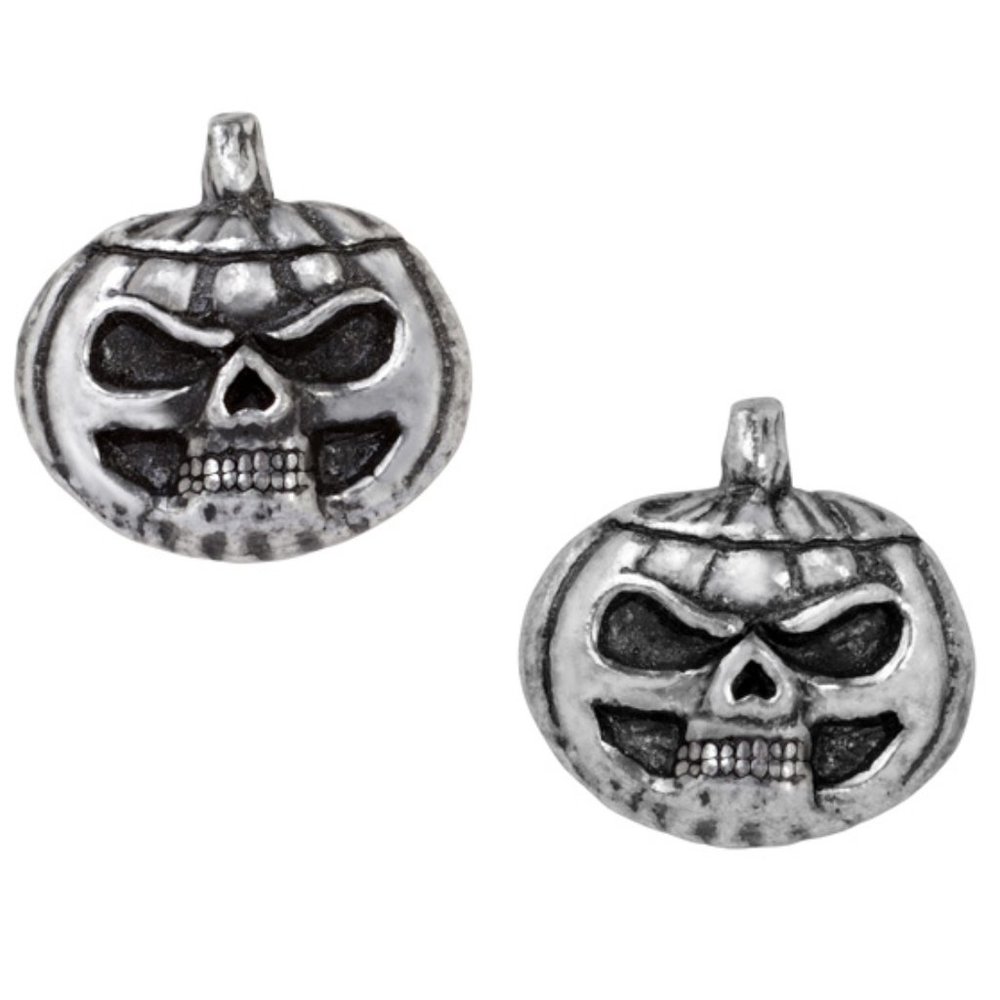 LAST CHANCE! Alchemy Gothic Pumpkin Skull Stud Earrings Surg Post Halloween E450
